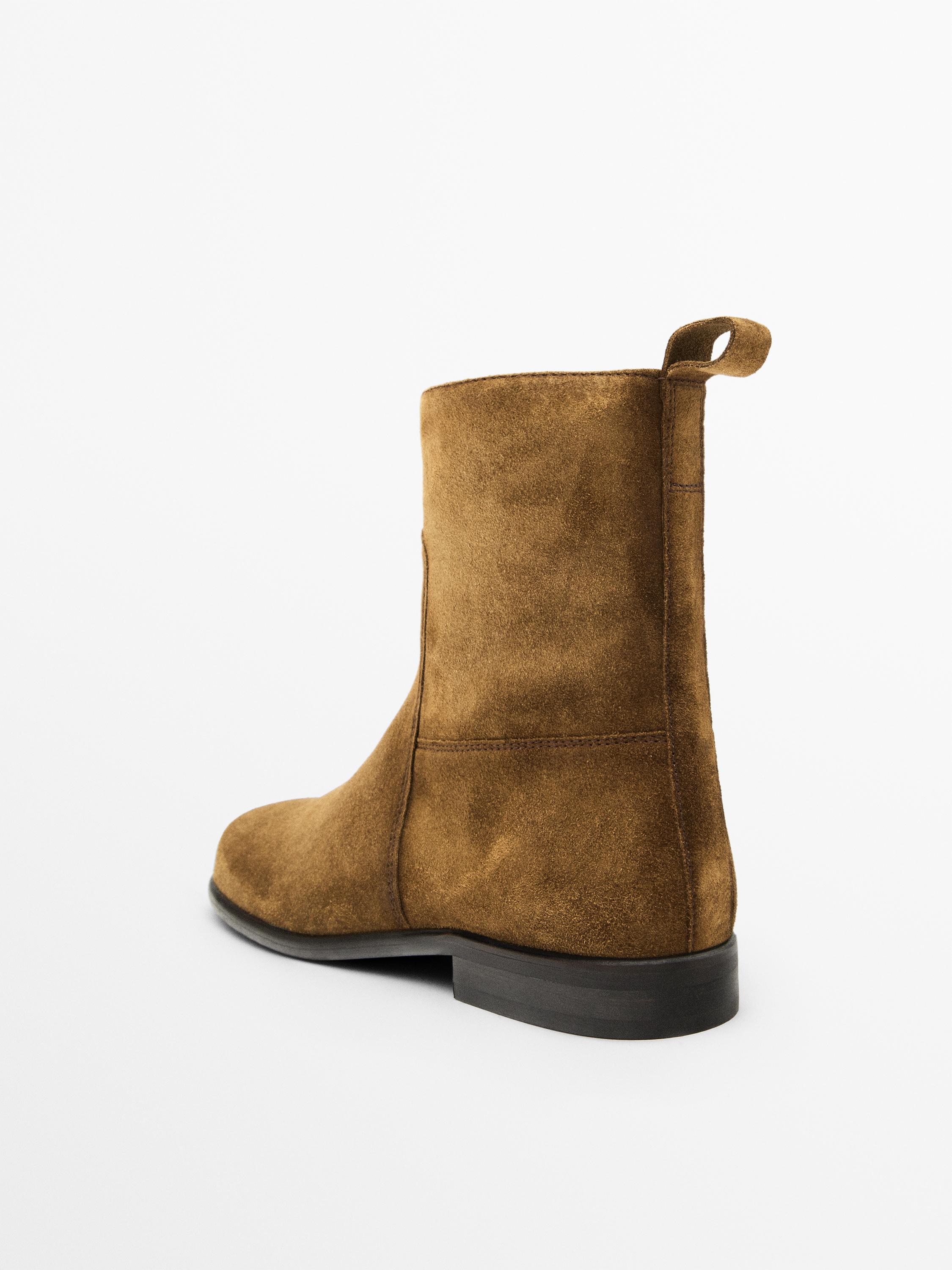 Bottines en croûte de cuir brossée